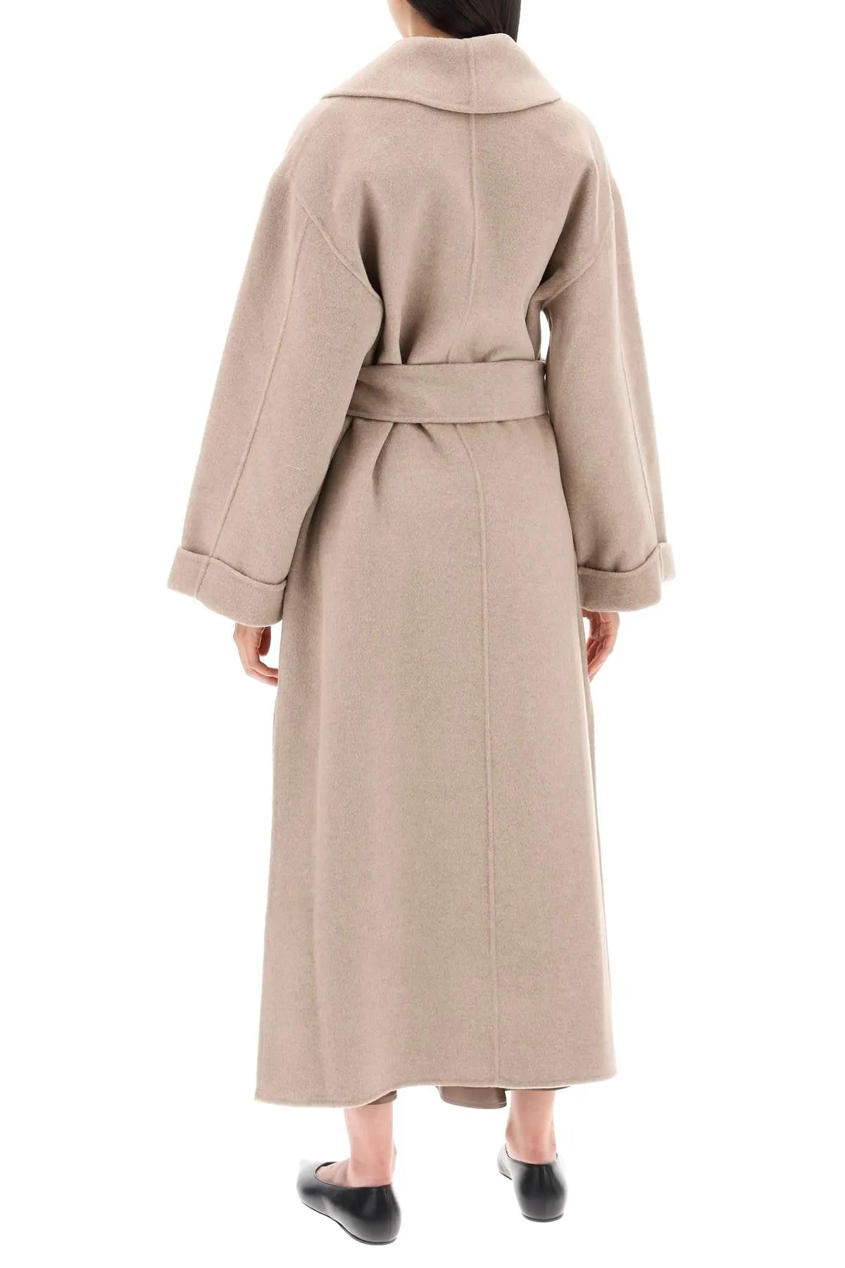 trullem grey brown melange wool coat M size.