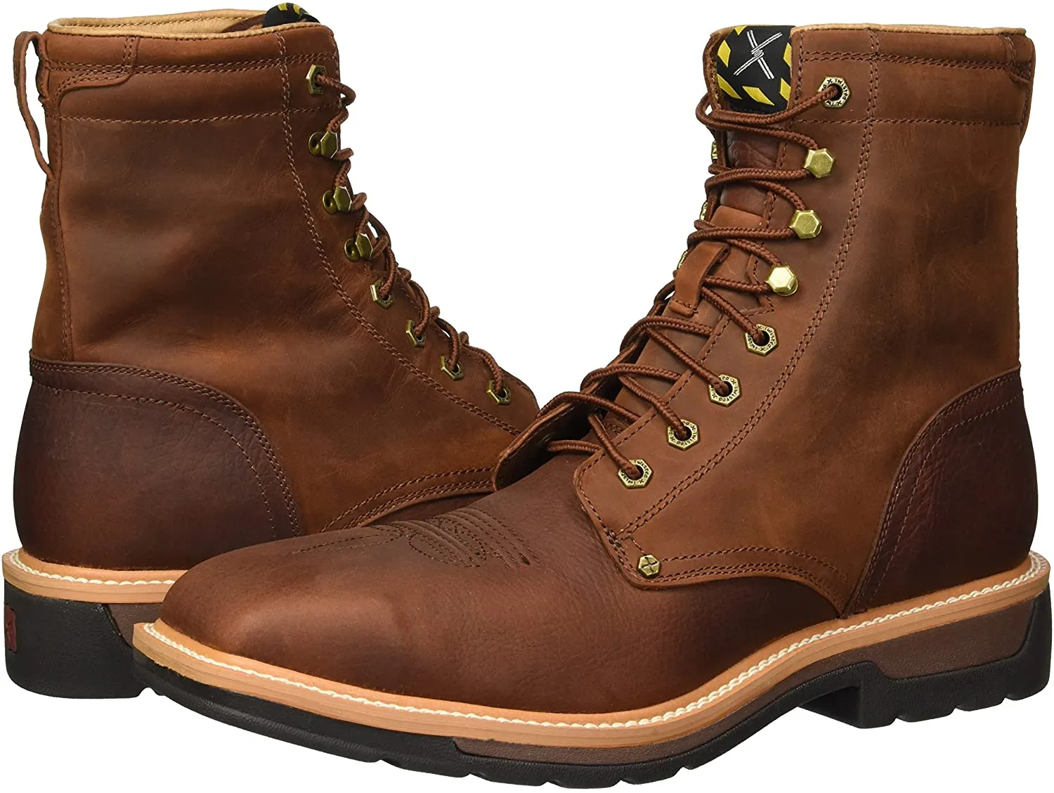 Twisted X Men's Lite Cowboy Lacer Workboot Brown Rust Mlcslw1