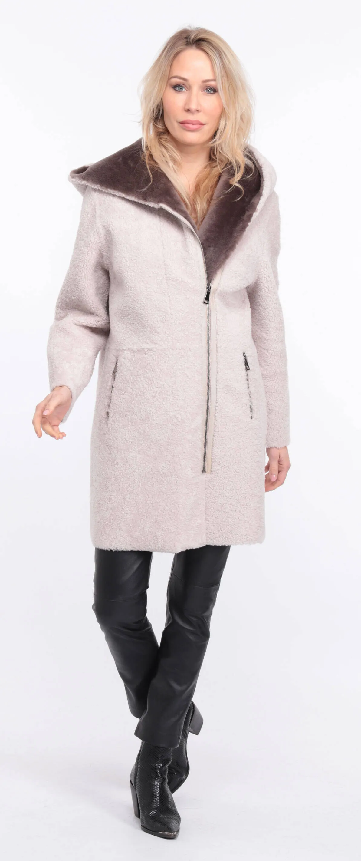 Valere women's ecru sheepskin coat