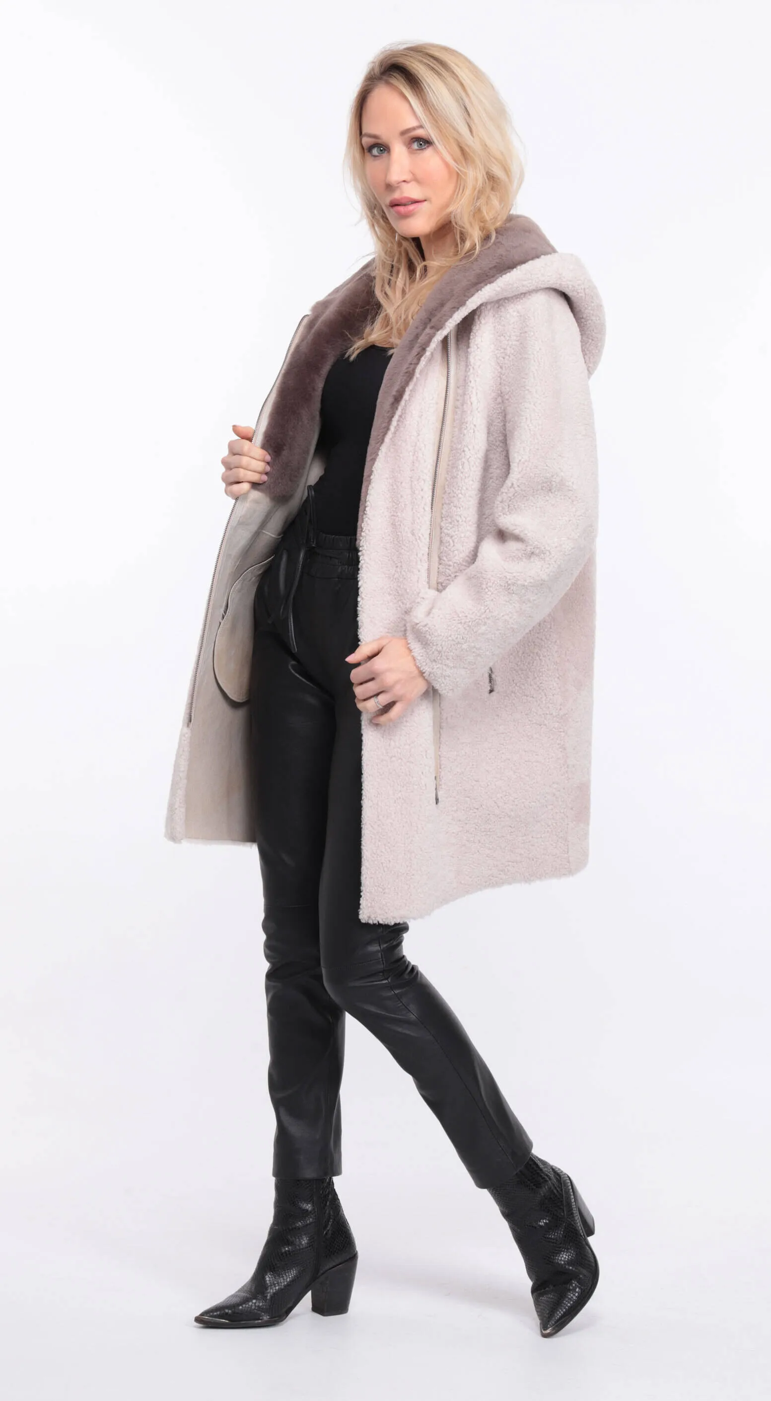 Valere women's ecru sheepskin coat