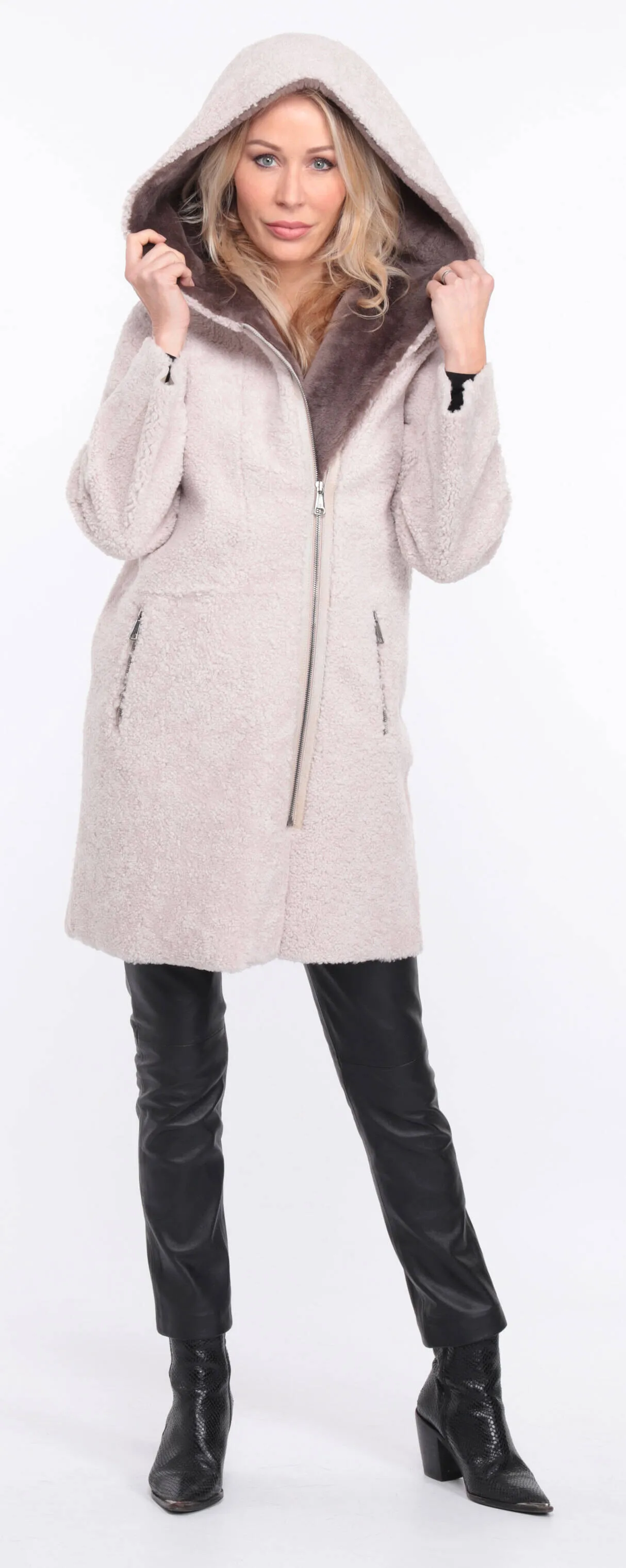 Valere women's ecru sheepskin coat