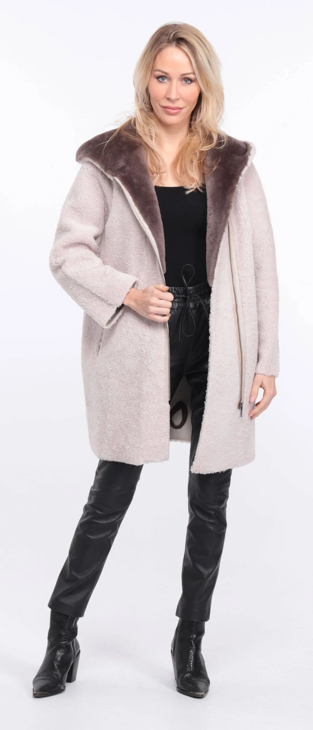 Valere women's ecru sheepskin coat