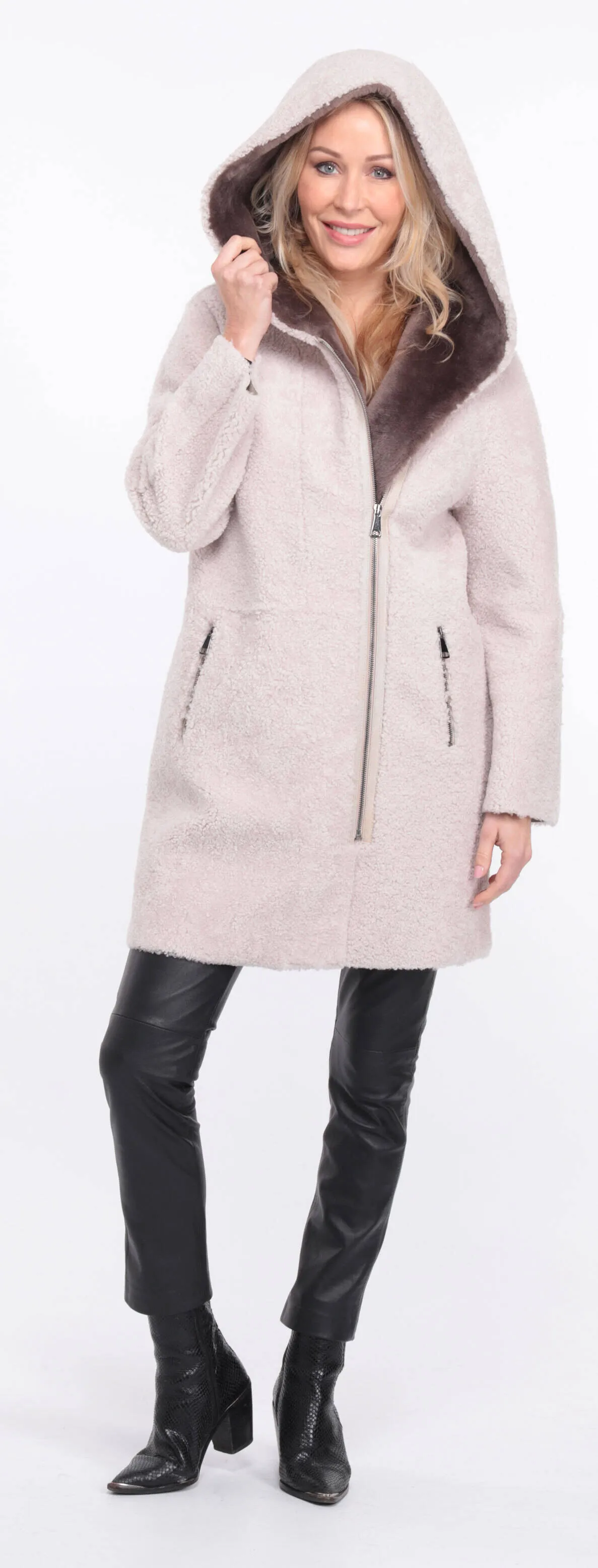 Valere women's ecru sheepskin coat