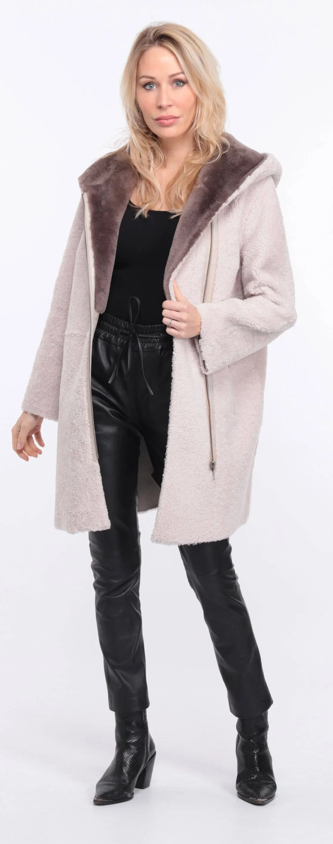 Valere women's ecru sheepskin coat