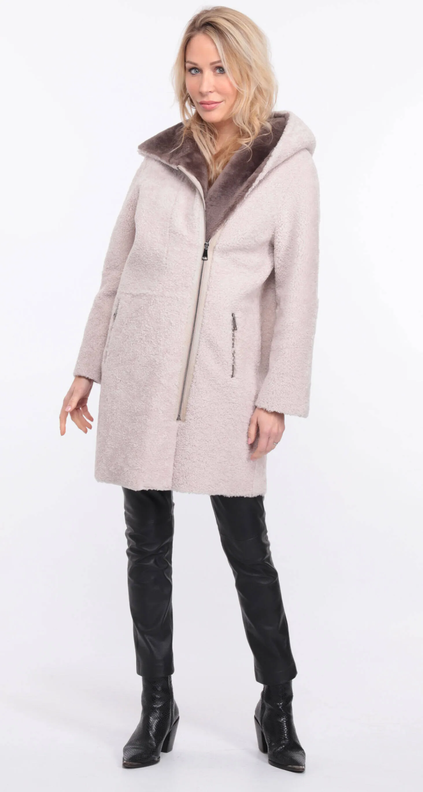 Valere women's ecru sheepskin coat