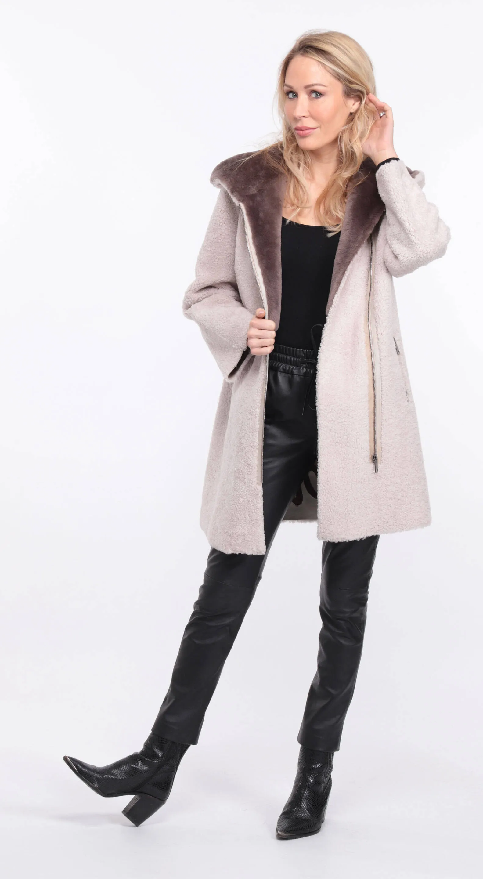 Valere women's ecru sheepskin coat