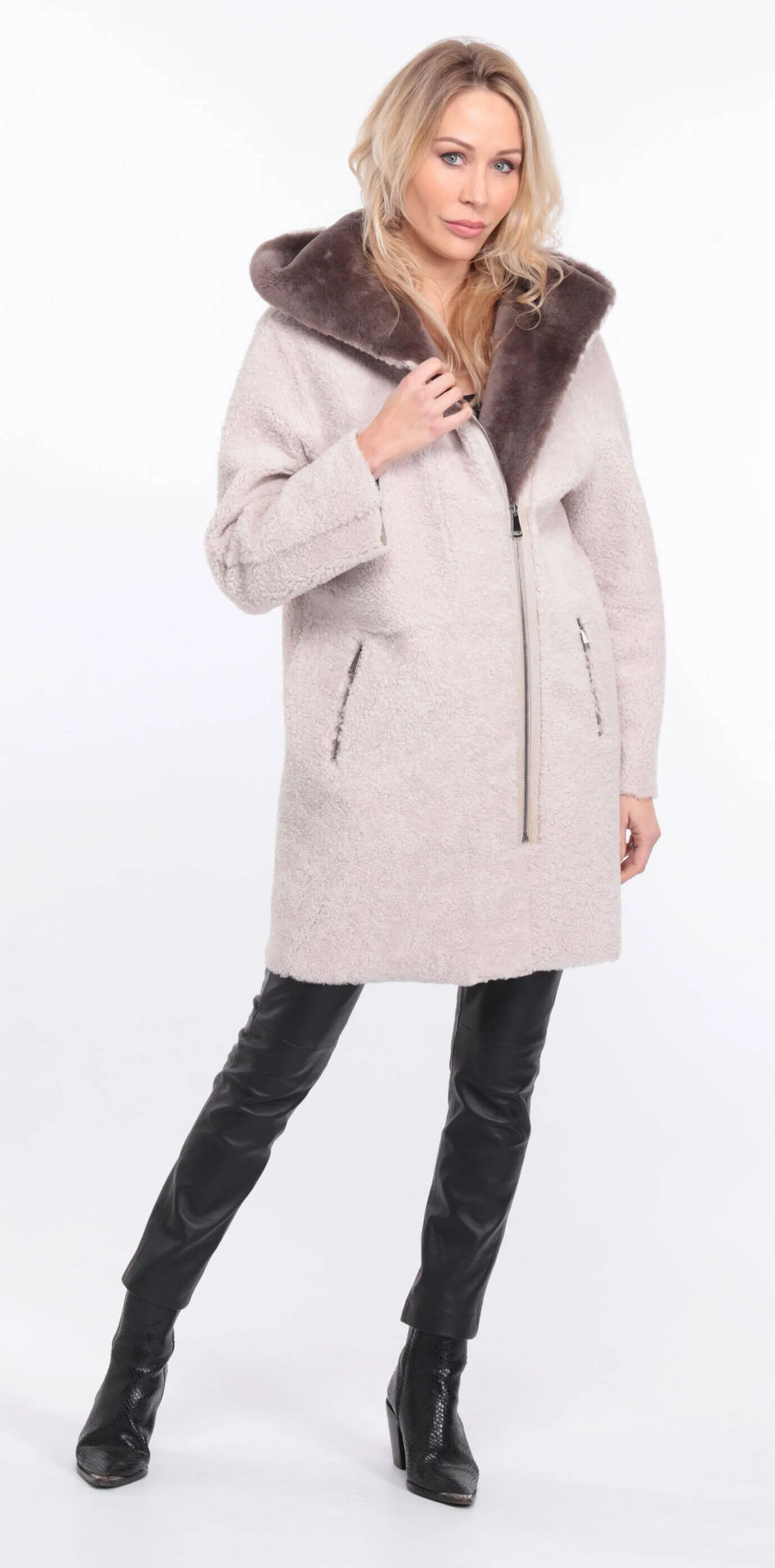 Valere women's ecru sheepskin coat