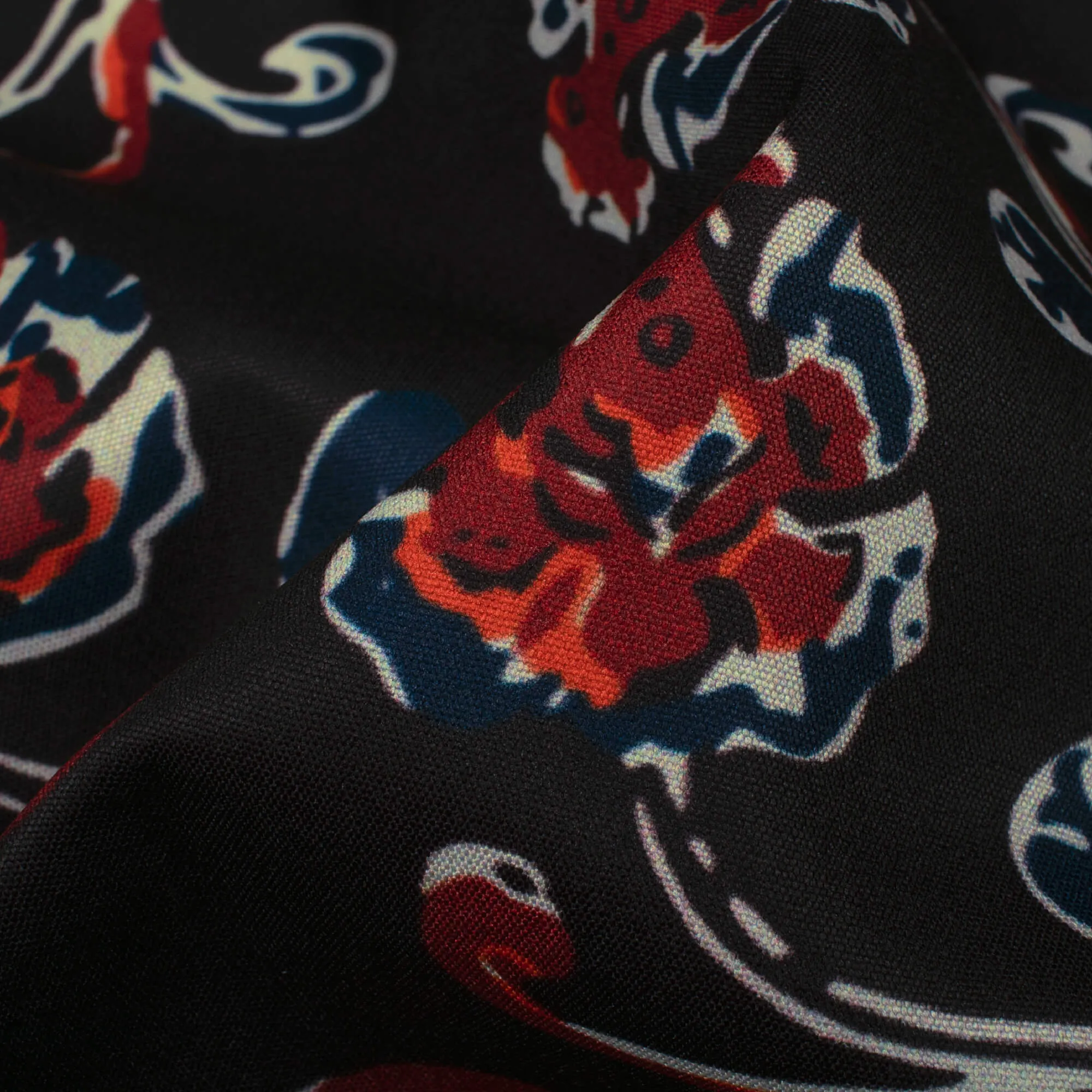 Vermillion Red Floral Digital Print Crepe Fabric