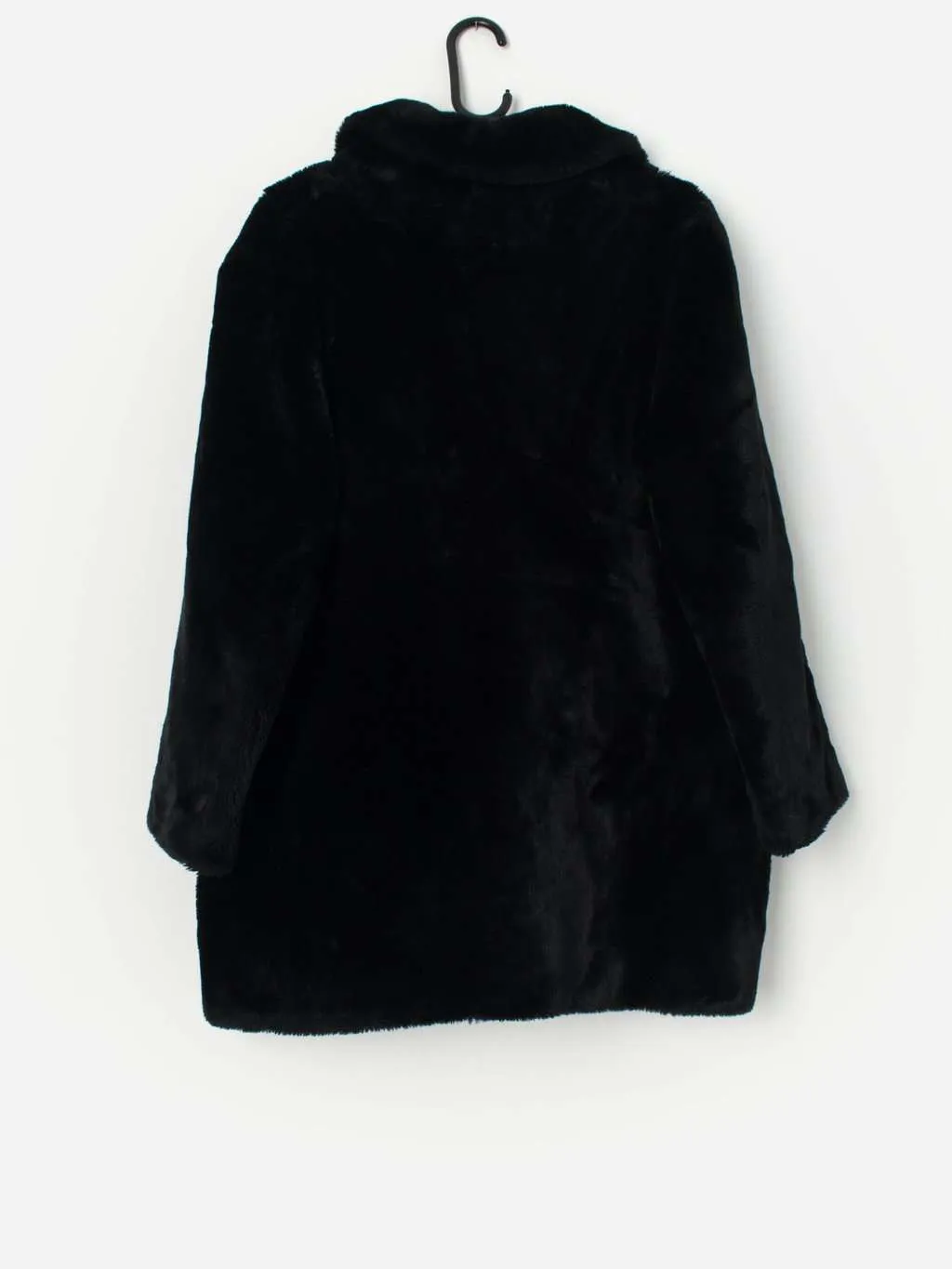 Vintage Black Faux Fur Coat - Medium