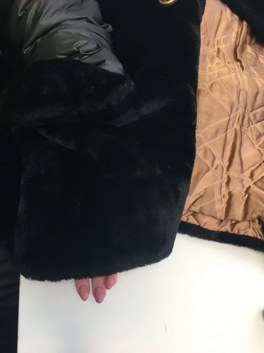 Vintage Black Faux Fur Coat - Medium