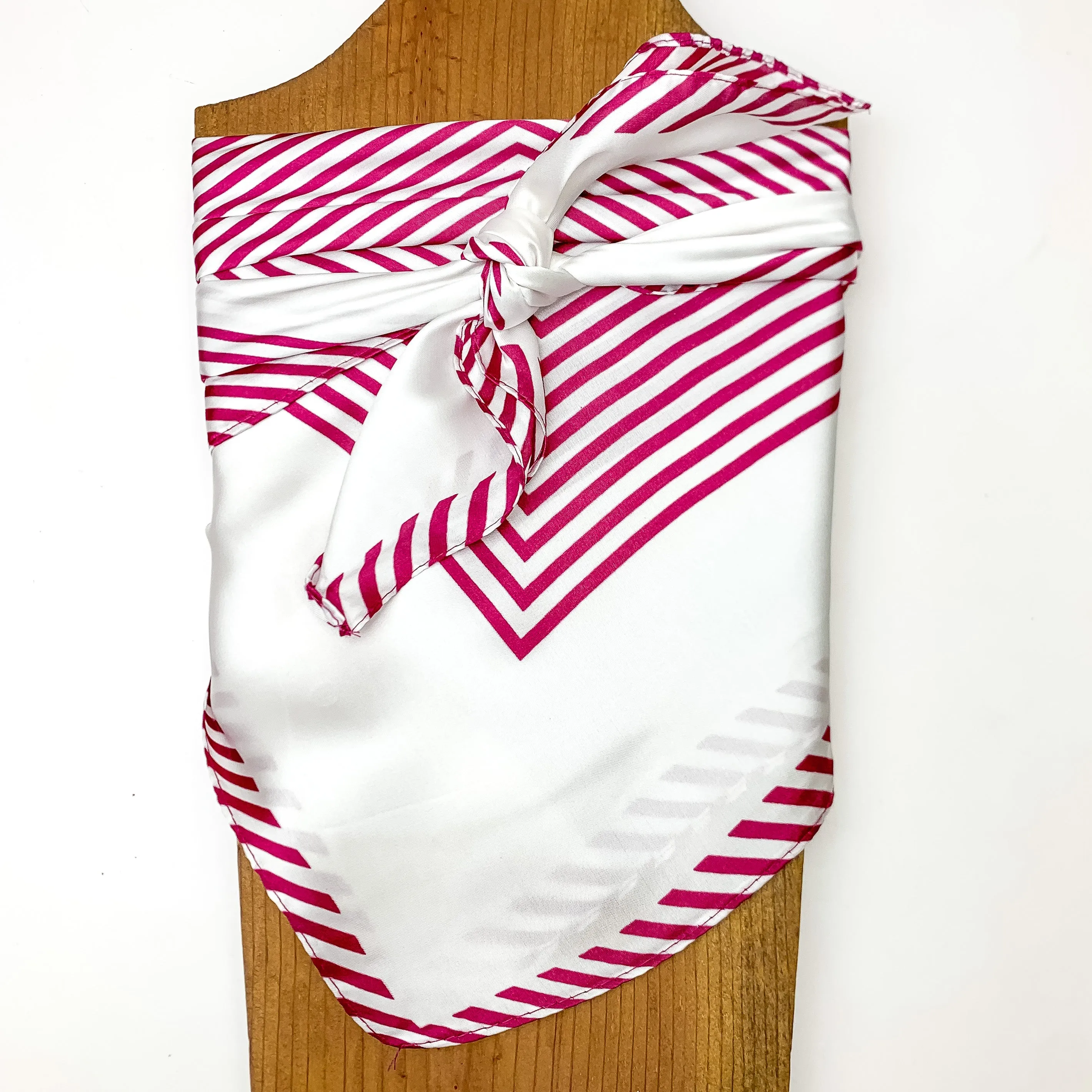 White and Maroon Striped Wild Rag