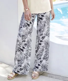 Wide-leg Tropical Floral Print Trousers