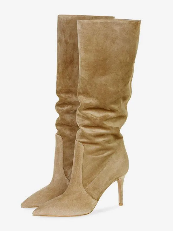 Women's Suede Pointed Knee Boots