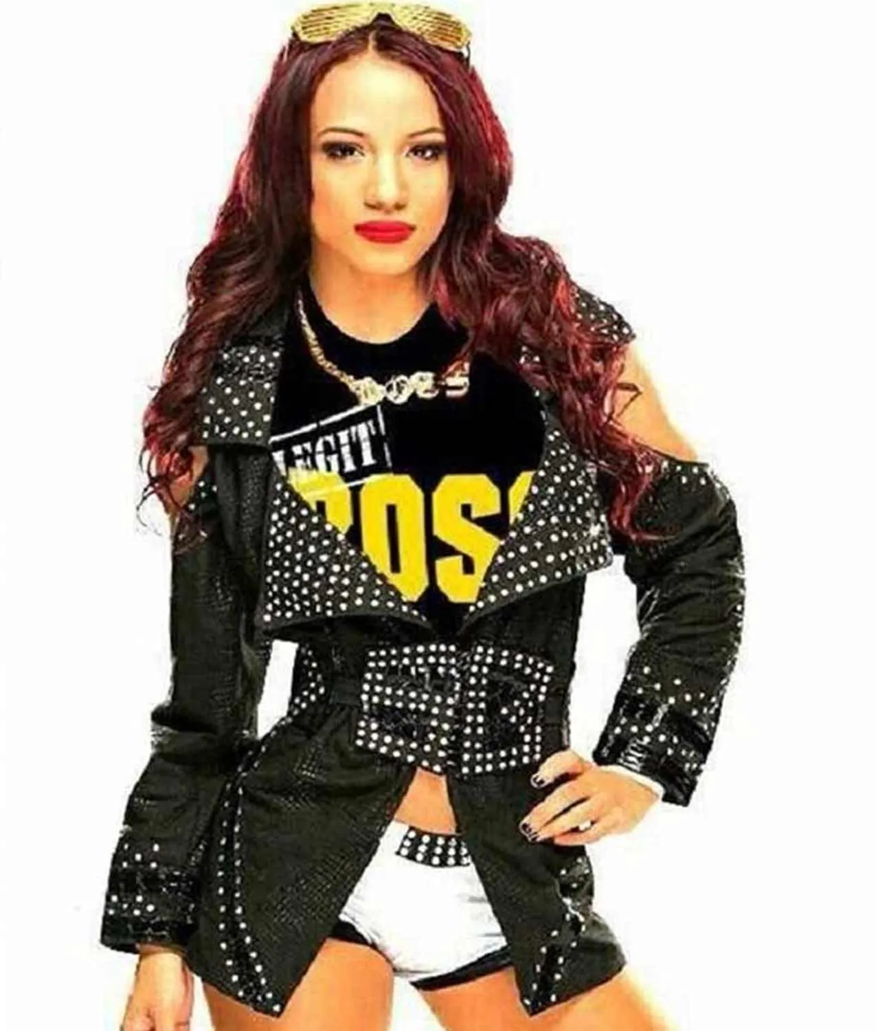 WWE Sasha Women's Black Studded Leather Jacket