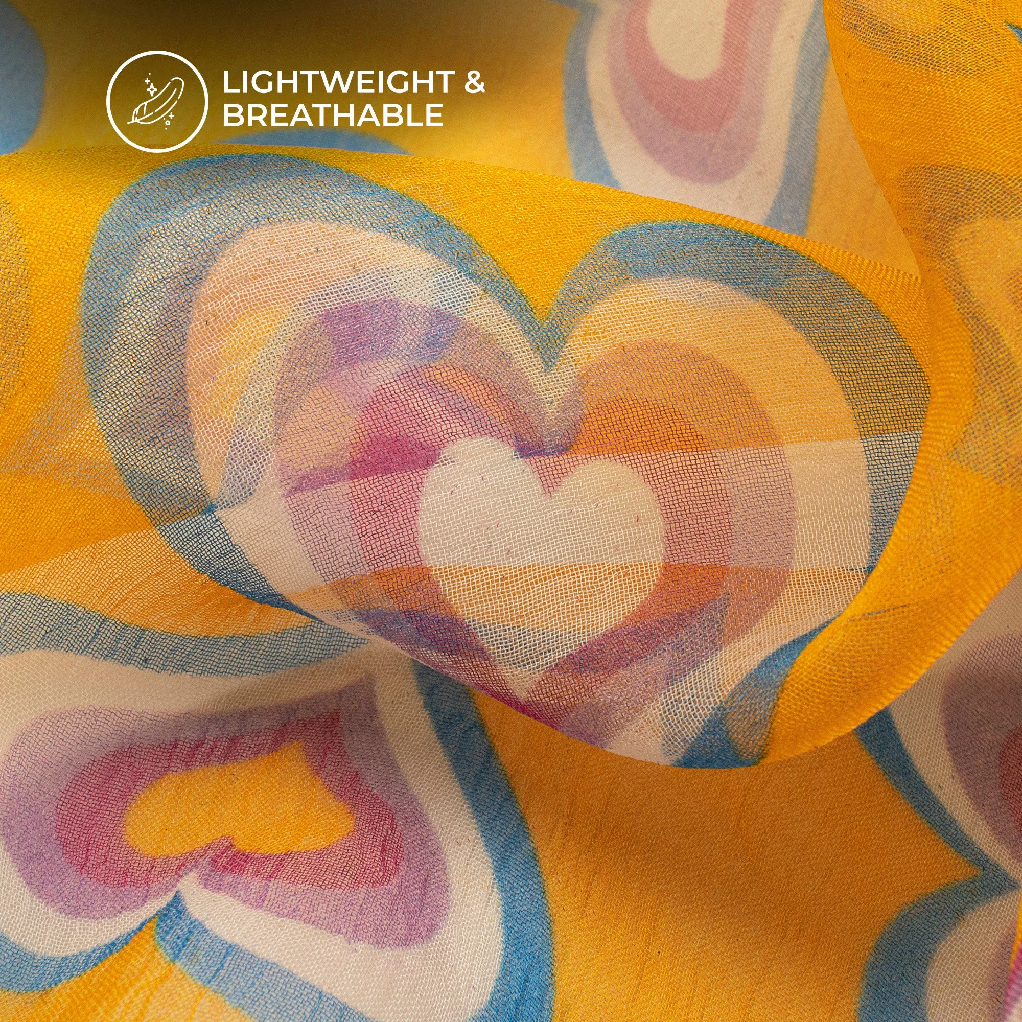 Yellow Digital Print Bemberg Chiffon Fabric - Lightweight & Breathable