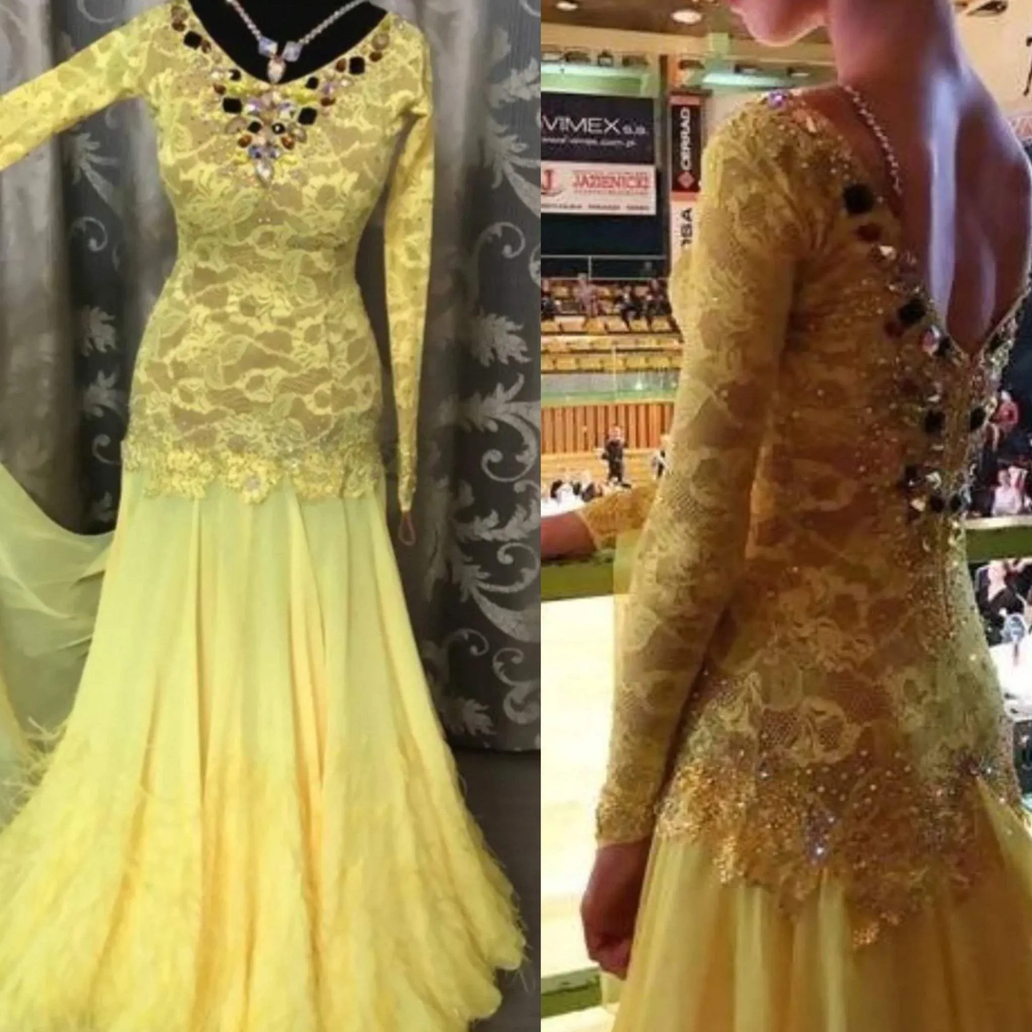 Yellow Lace Trimmed Dress