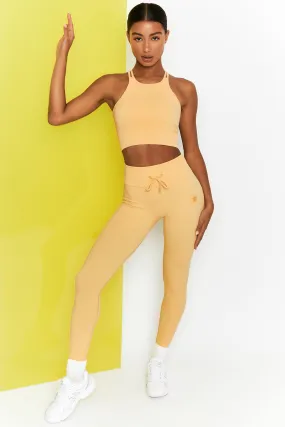 Yellow Ribbed Tie Front Leggings - Energise Collection