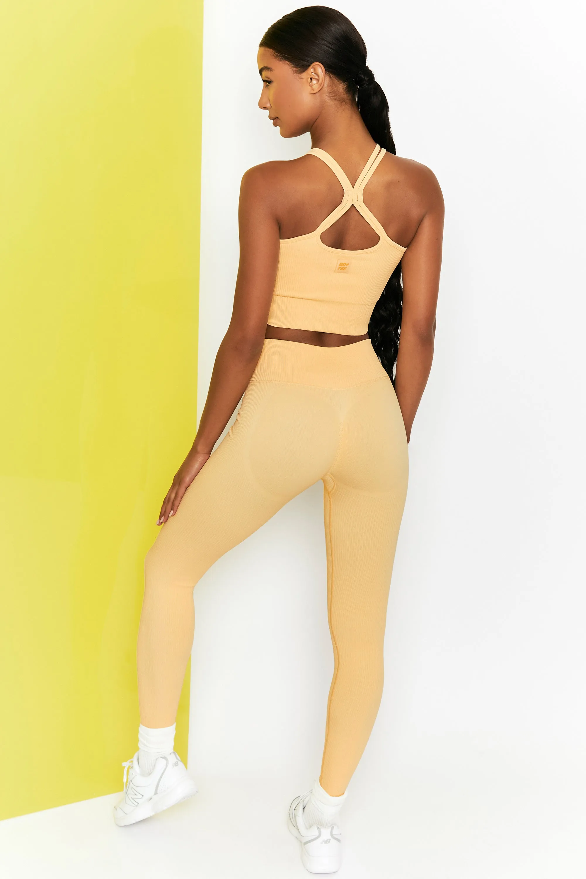 Yellow Ribbed Tie Front Leggings - Energise Collection